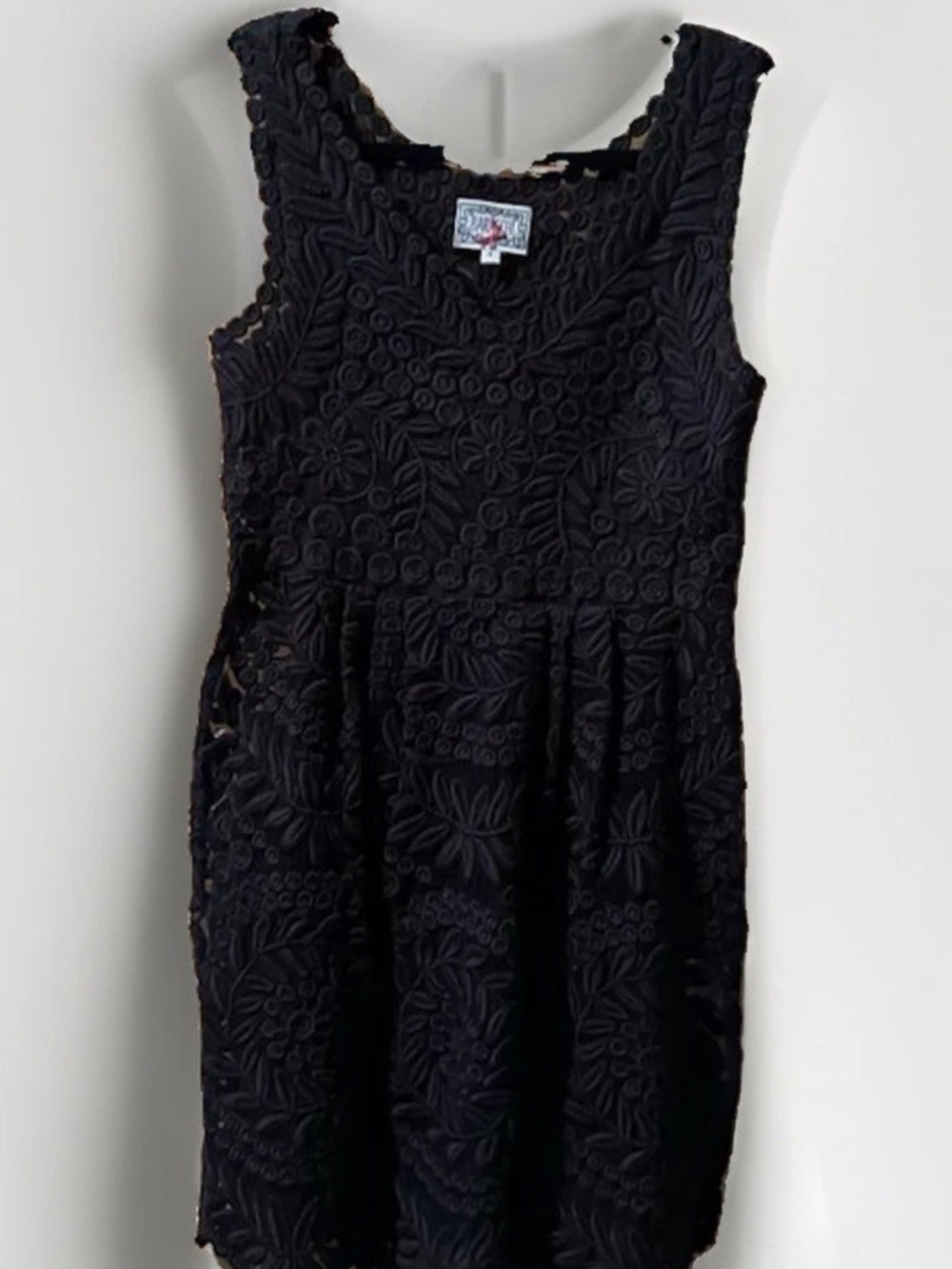 Baraschi Black Floral Textured Sleeveless Dress 4 Chic 100 silk